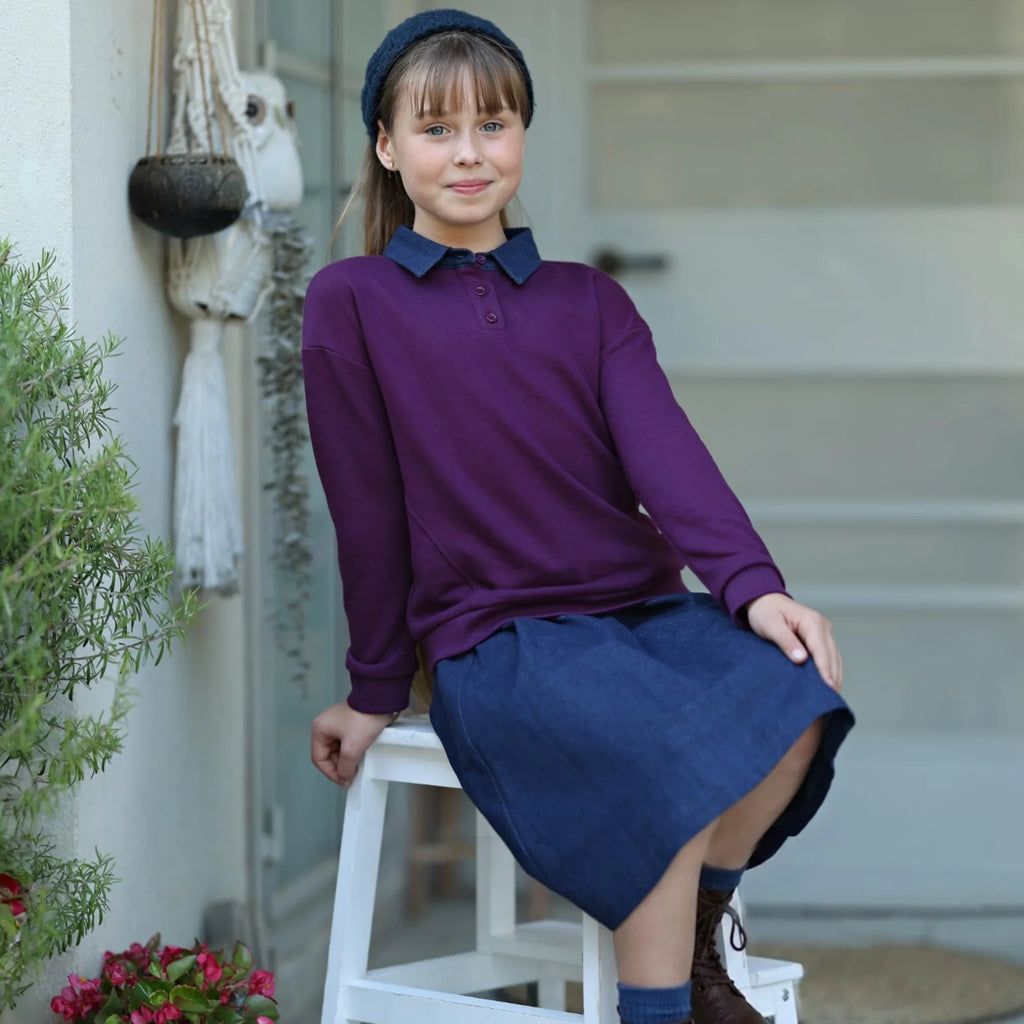 Mali's AW Family Matching Outfits Boys Sweatshirt Denim Collar