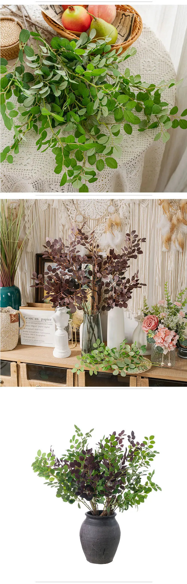 27IN Artificial Red Loropetalum Leaves Faux Flowers Home Decor Wedding Decoration Shop Window Display