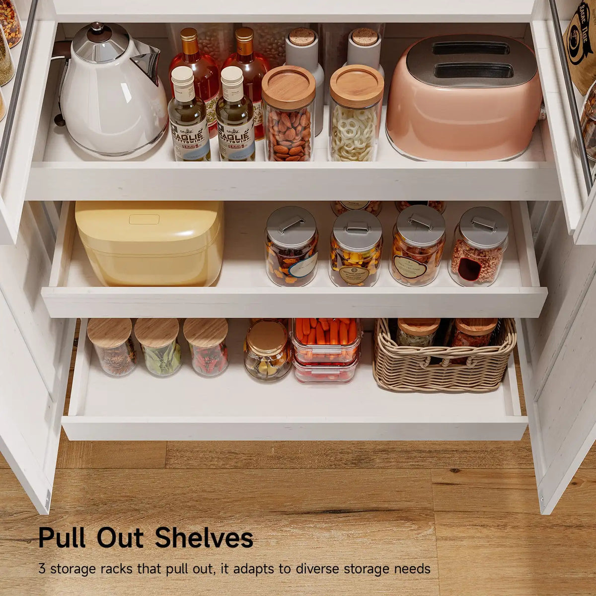 6 Door Kitchen Pantry Cabinet Pantry Storage Cabinet with Shelves