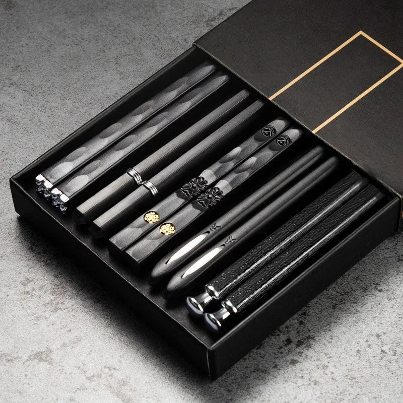 5Pairs High Quality Japanese Non-Slip Chopsticks Korean Home Hotel