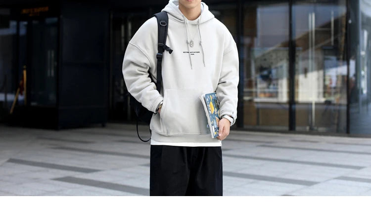 Japanese Streetwear High Quality Hip Hop Thin Fleece Hoodie Men Clothing Harajuku Casual Sweatshirt Korean Couple Pullover Male