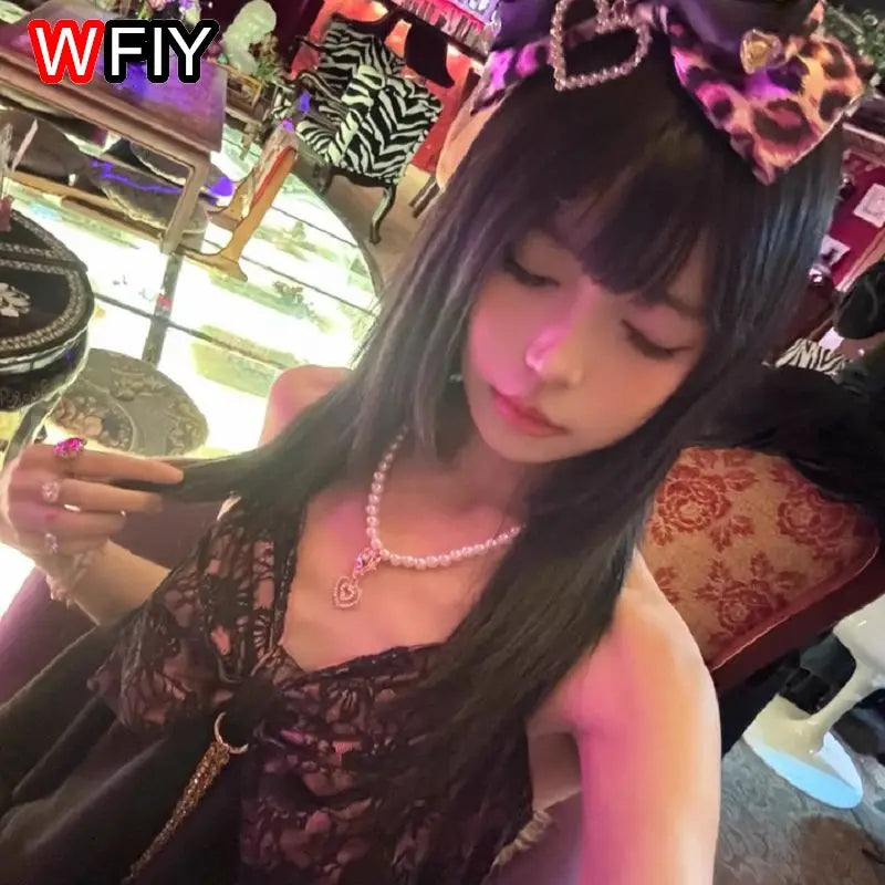 Y2K Dark Spicy Girl Harajuku Japanese Gal Womem Sweet Peach Heart