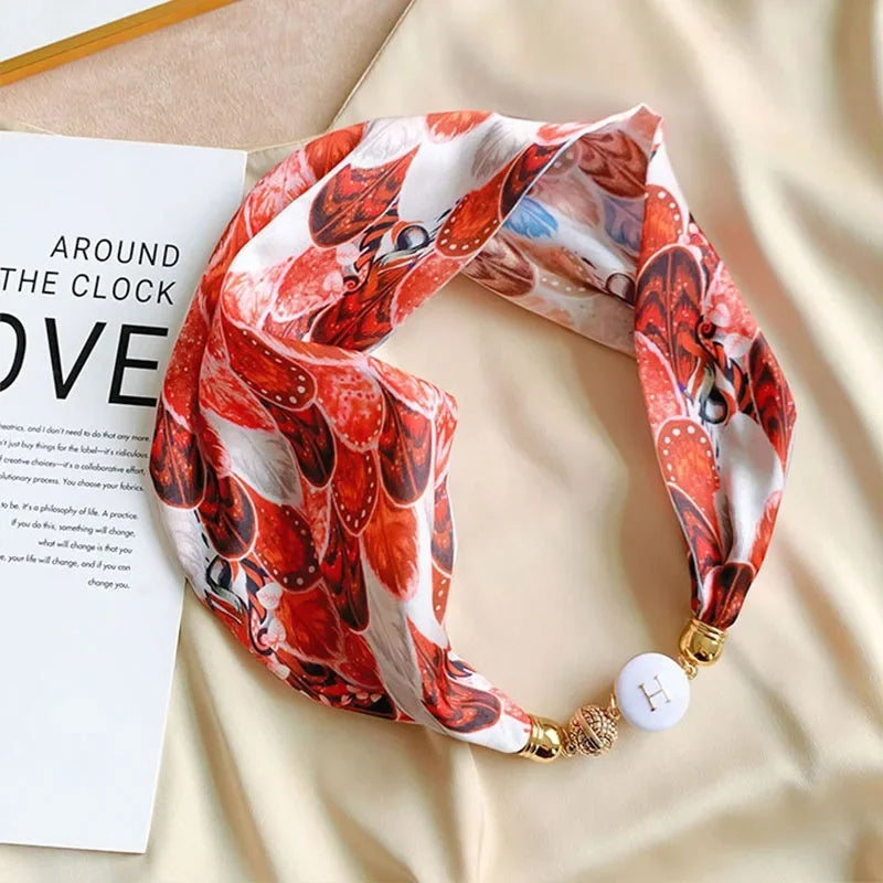 Imitation Silk Scarf Magnetic Buckle Necklace Pendant Wearing Spring and Autumn Cervical Protection for Women