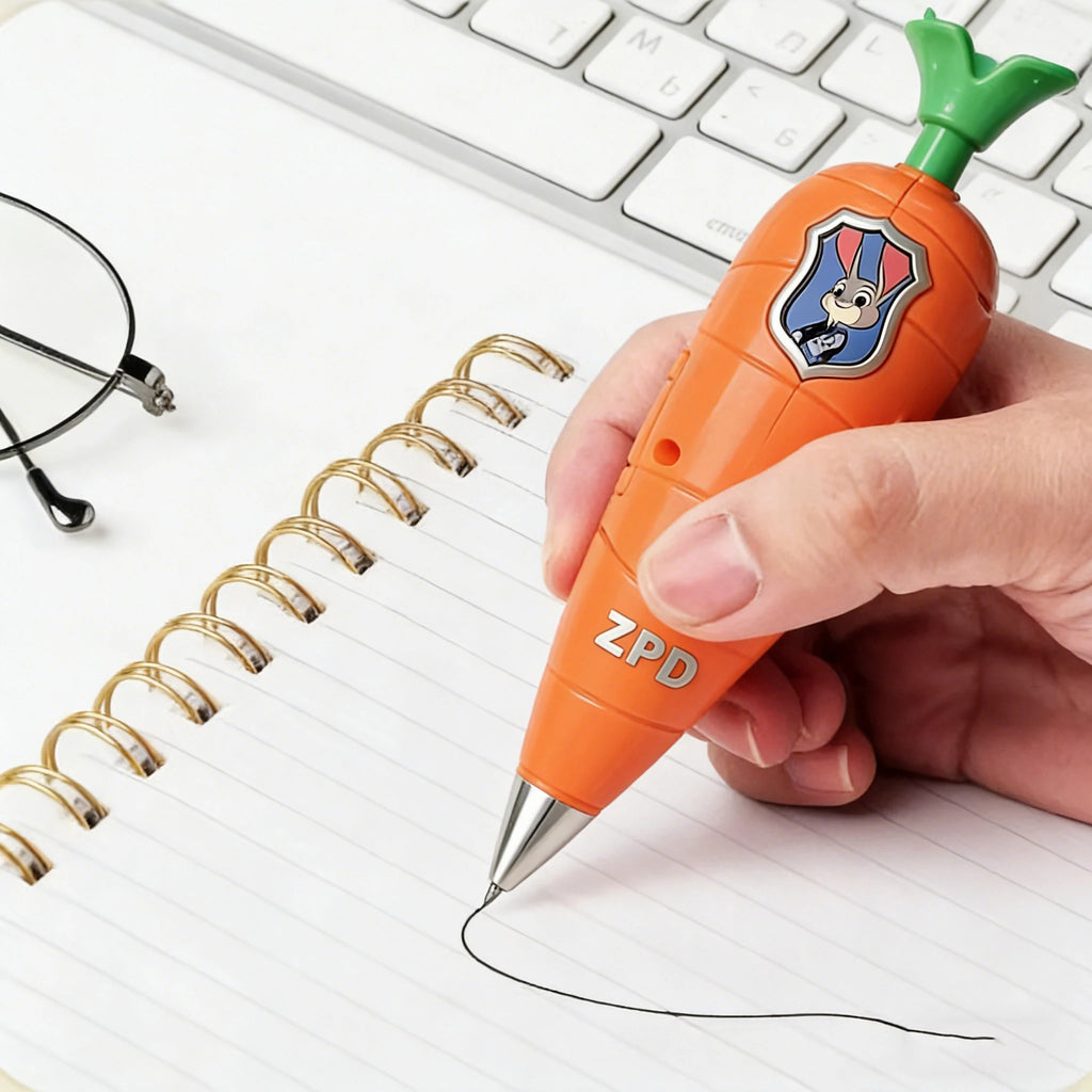 Zootopia 2 Carrot Recorder Pen | Judy & Nick Style for Kids | 60s Mini Recorder | 2-in-1 Gel Pen Stationery