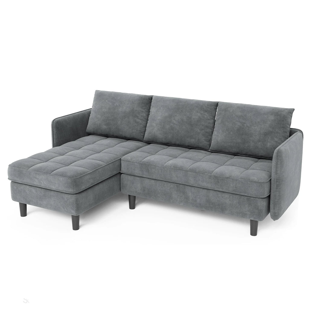 Chenille L-Shaped Sectional Sofa with Storage Ottoman
