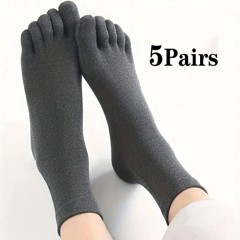 12/5/1pairs Five Finger Socks Pure color Sweat Absorbing Mid Tube Split Toe Socks Toes Socks Sports Tab Socks for Men and Women
