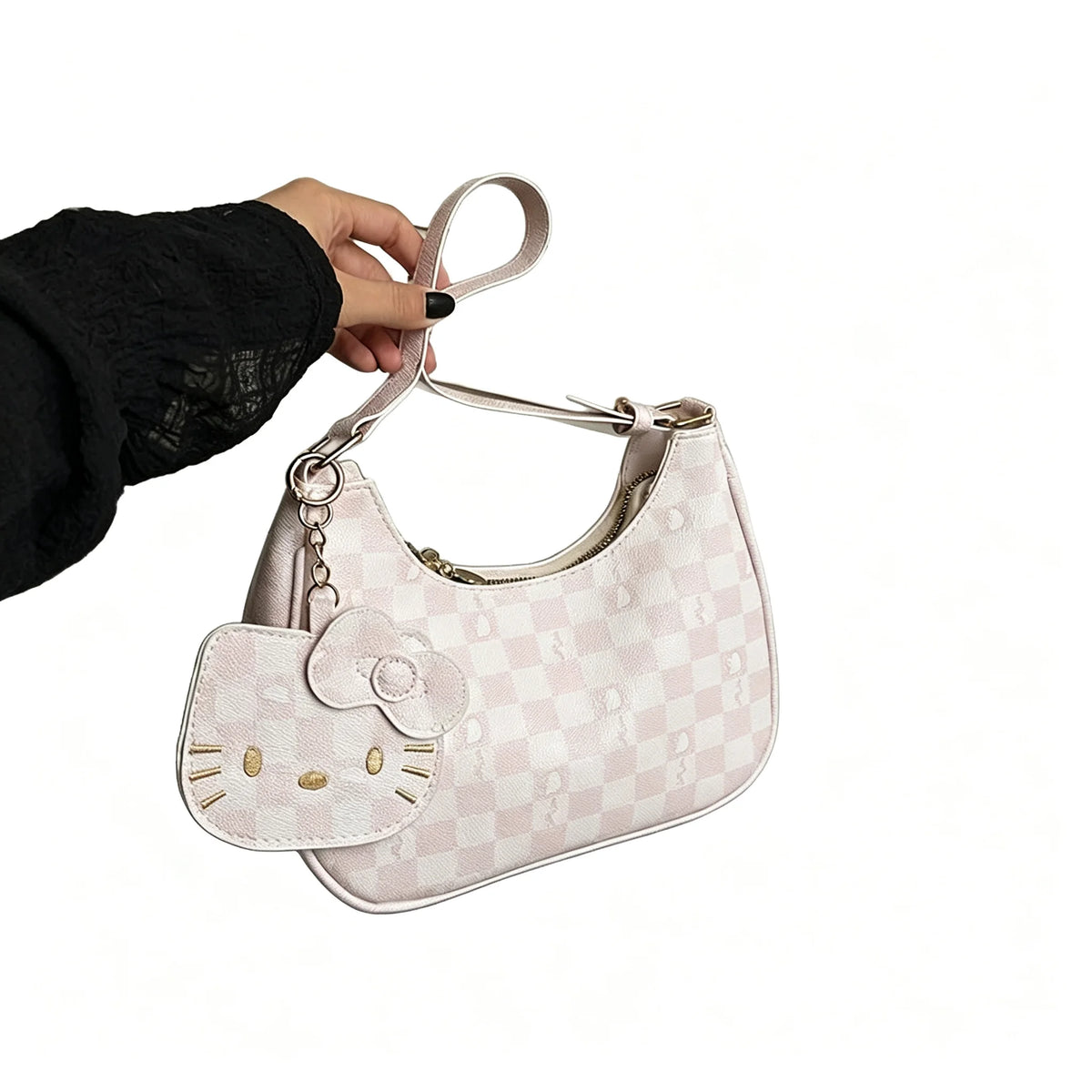 Women Y2K Cute Underarm Shoulder Bag Checkerboard Pattern PU