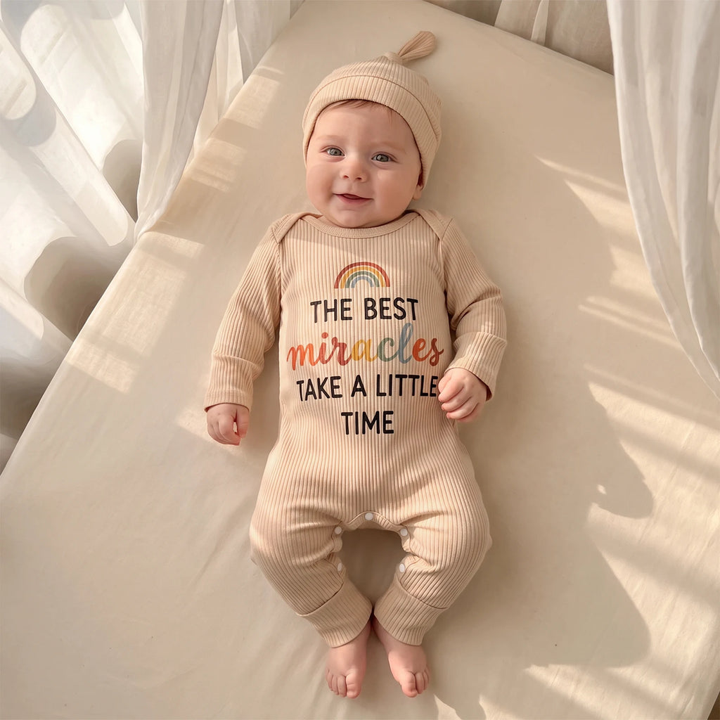 Baby Clothing Boy Autumn Fall Ribbed Romper Letter Prints