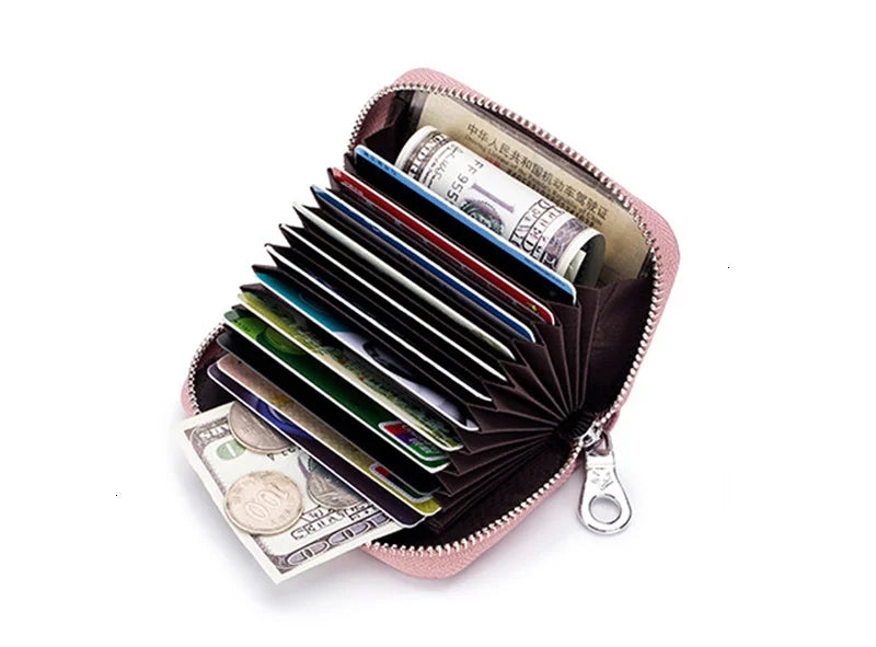 RFID Wallet for Women  Genuine Leather Female Travel Purse Zipper  Women's Wallet 36 Card Holder мини кошелек жен