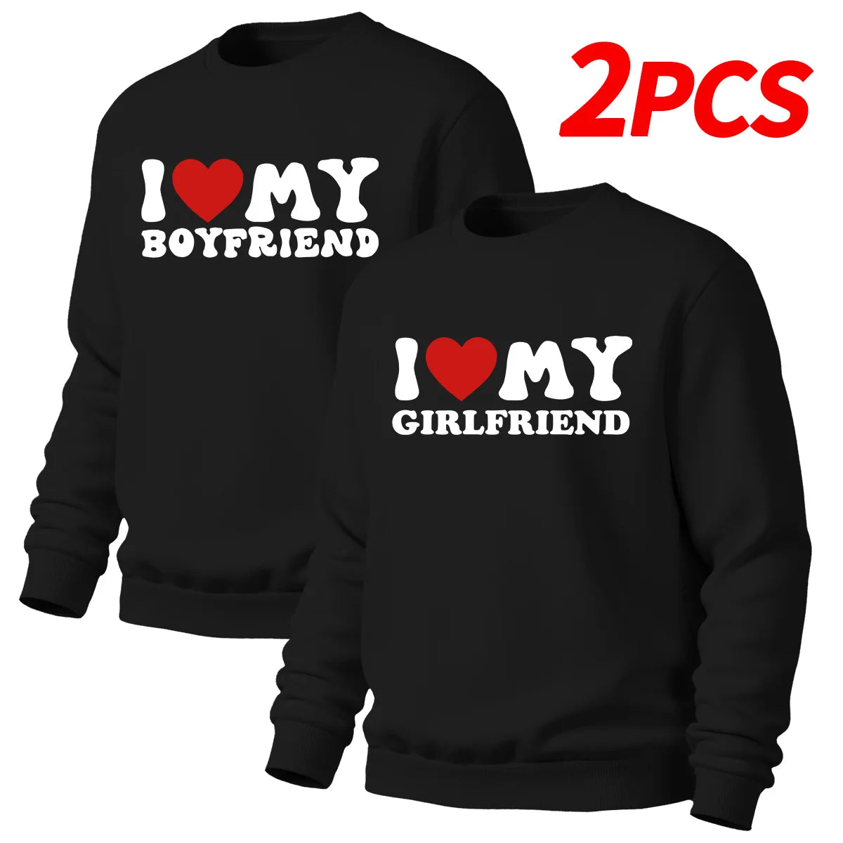 Men's and Women's Couple Printed Crewneck Sweatshirts