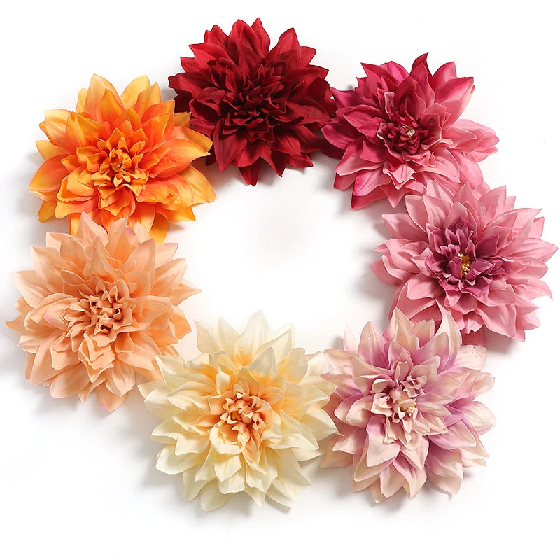 3/7pcs Bulk 15cm Artificial Dahlia Flowers Chrysanthemum Handmade DIY Home Decor Flowers Head Bride Flowers Bouquet Accessories