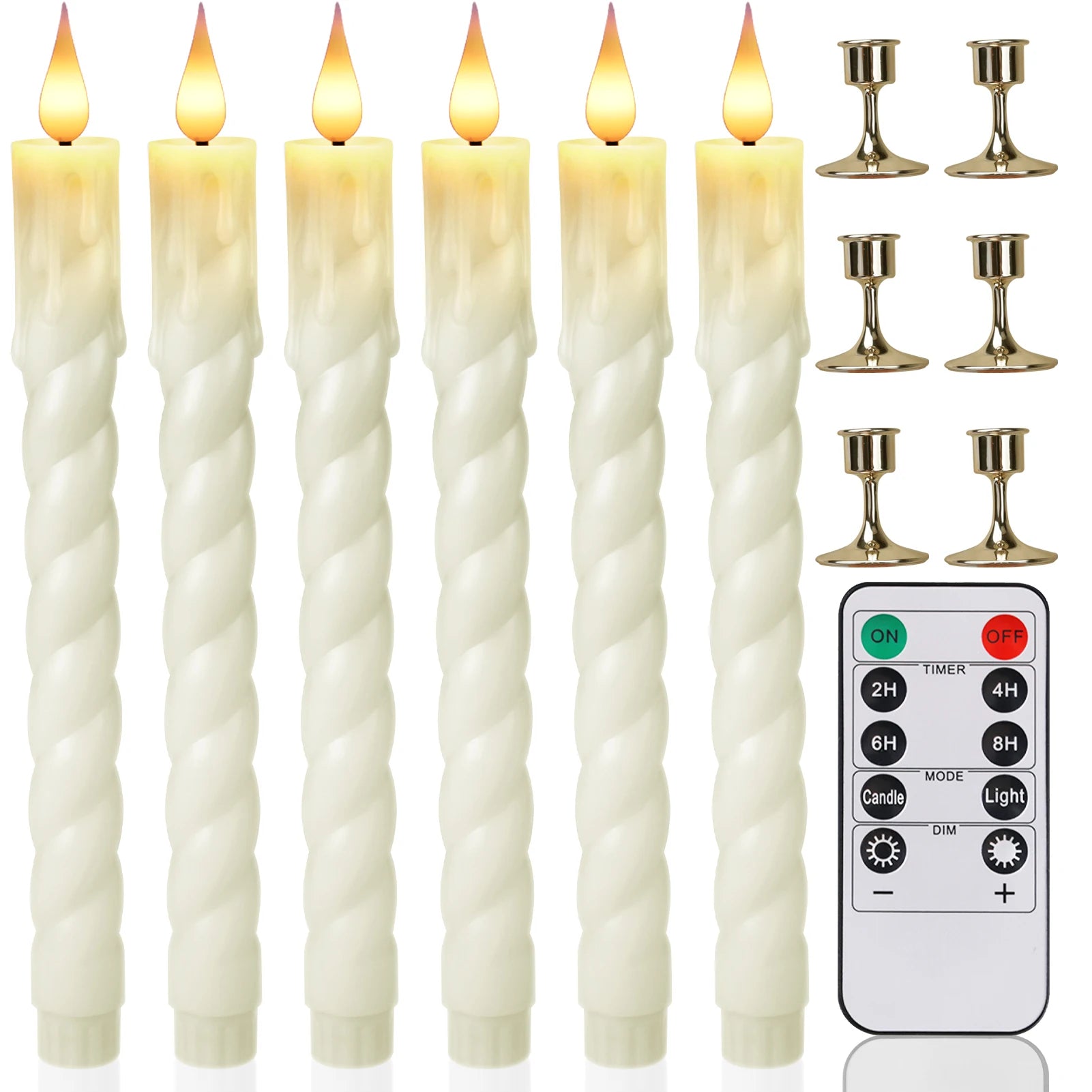 LED Flameless Taper Candles 6.5/11" Battery Operated Fake Flickering Candlesticks Electric Long Candles for Wedding Home Decor