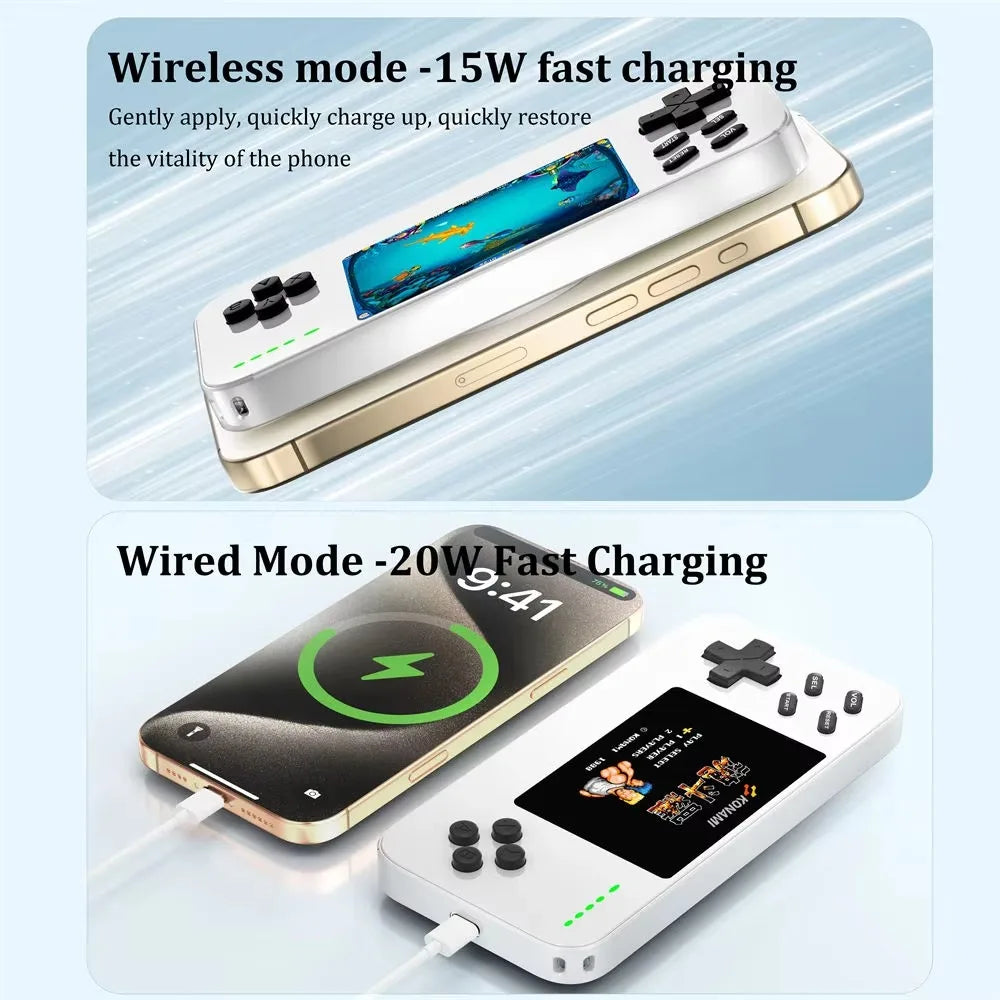 New game console with 1500 games, for Magsafe iPhone 17 16 15 14 13 12 Wireless Charger 5000mAh Power bank Phone backup battery