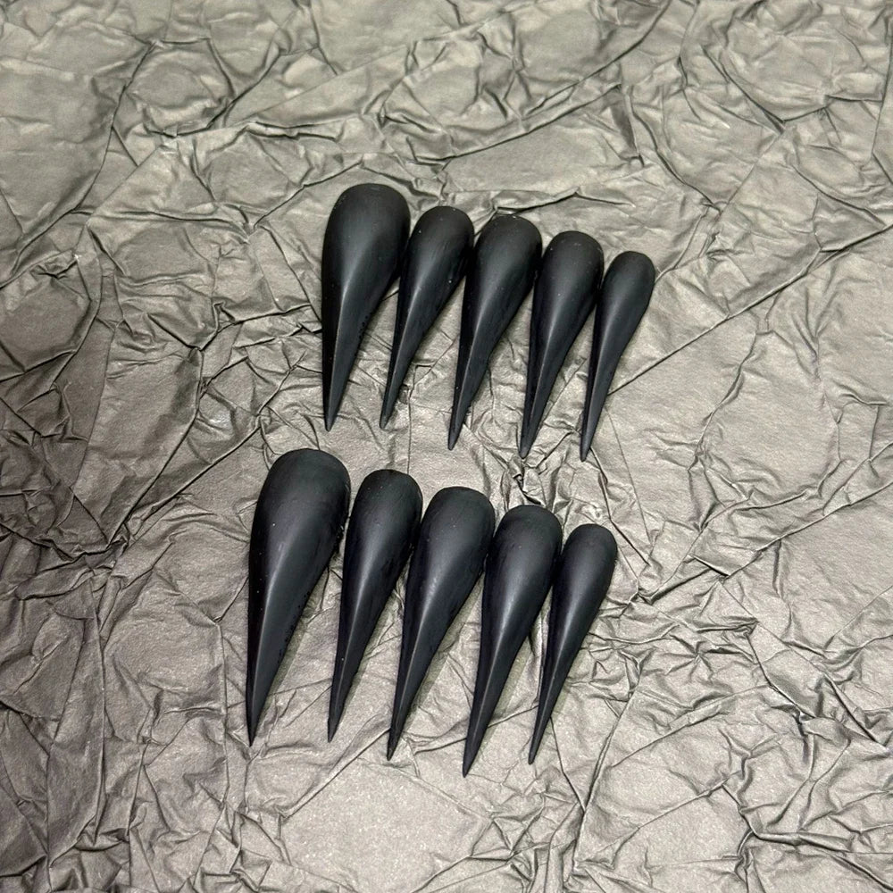 10Pcs Spice Girl Colorful Handmade Full Cover False Nail Y2K Long Dragon Shape Claw Cat Eyes Gradients Reusable Press On Nails