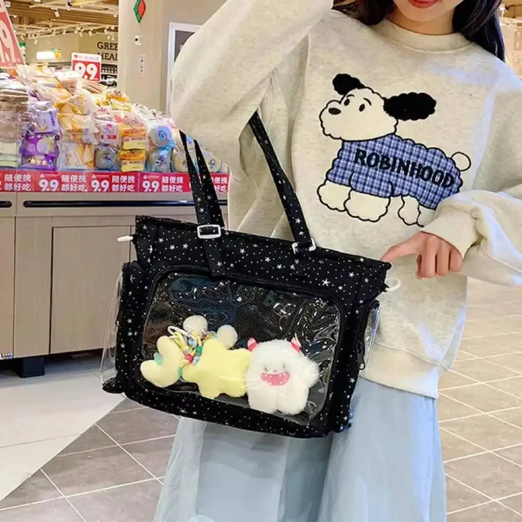 Y2K Cute Japanese Ita Shoulder Bag Lolita Girls Transparent Tote
