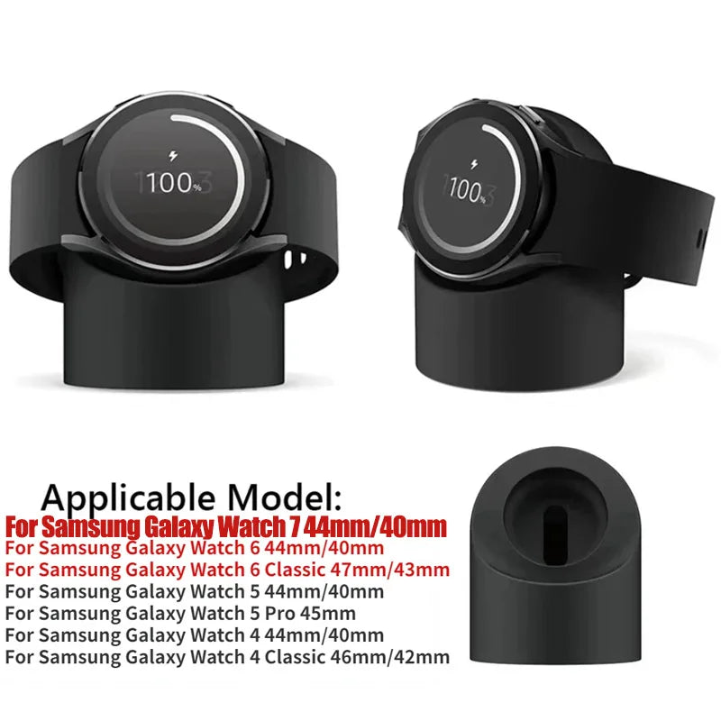 Wireless Charger Holder For Samsung Watch 7 40/44mm Charging Dock Station For Galaxy Watch 5/6 45/46mm Silicone Charger Cradle