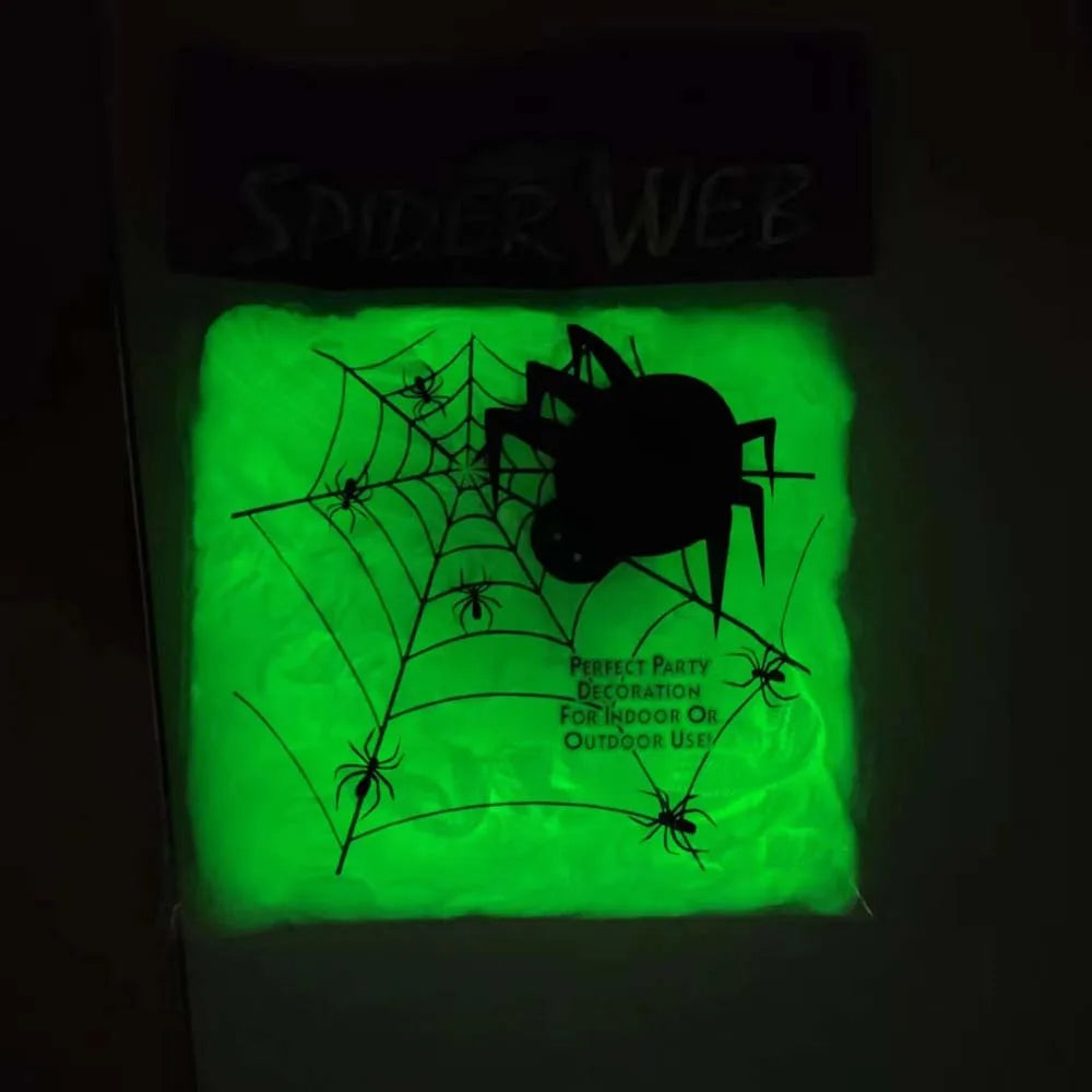 Glow In The Dark Spider Webs Halloween Decorations Fluorescent