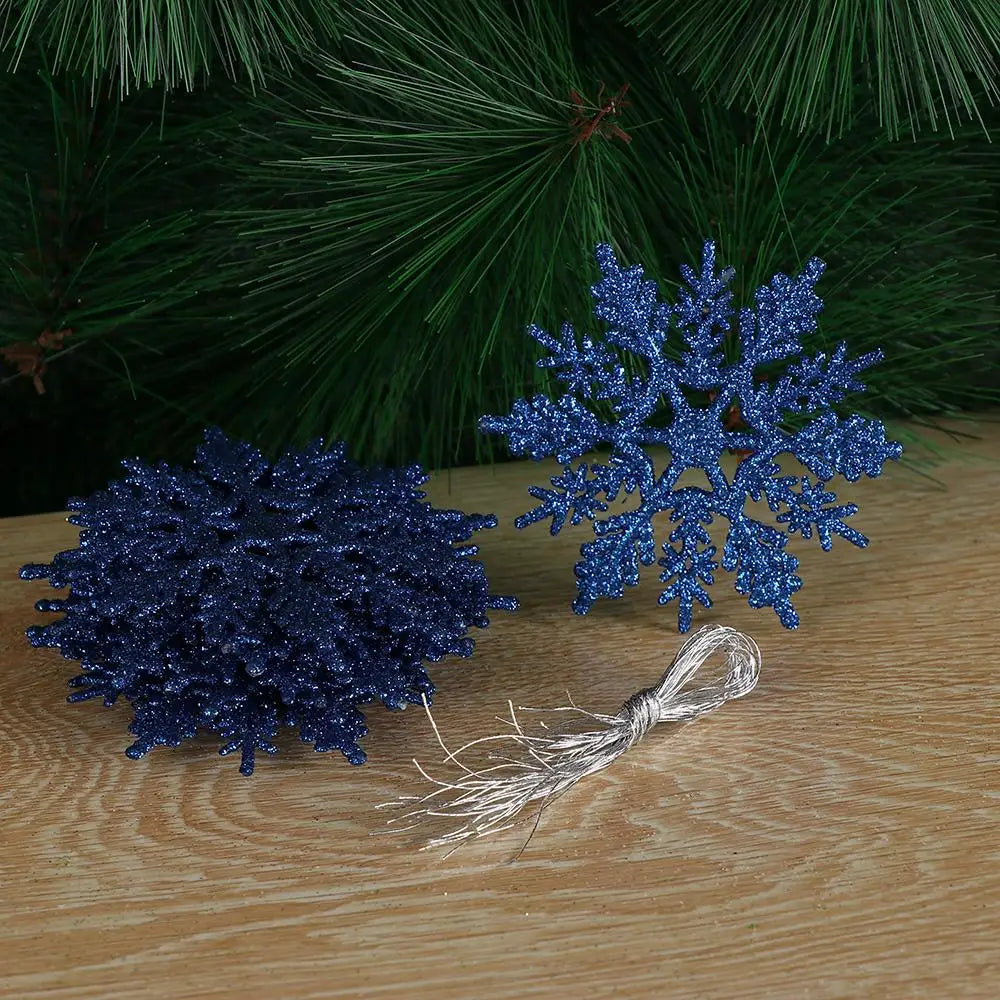 12PCS 7.5cm Hot Hanging pendant DIY Craft Charming Glitter Snowflake Party Ornaments Christmas Tree Decor Festival Decoration