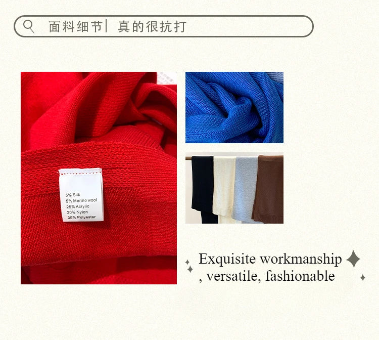 Korean Knitted Shawl Summer Fashionable Versatile Fake Collar Neck Guard Knotted Cape Shoulder Scarf Solid Color Scarve Women
