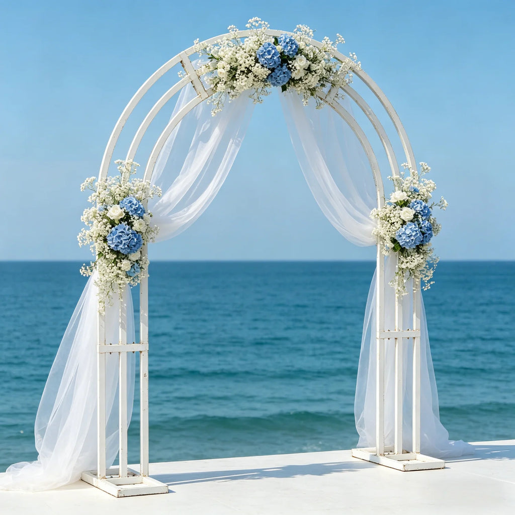 260CM Tall White Wedding Arch Stand Metal Backdrop Garden