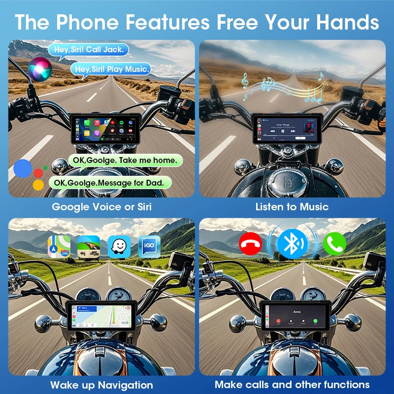 Jansite 8.1 inch Motorcycle Carplay 4K+1080P Dual Lens IPX7