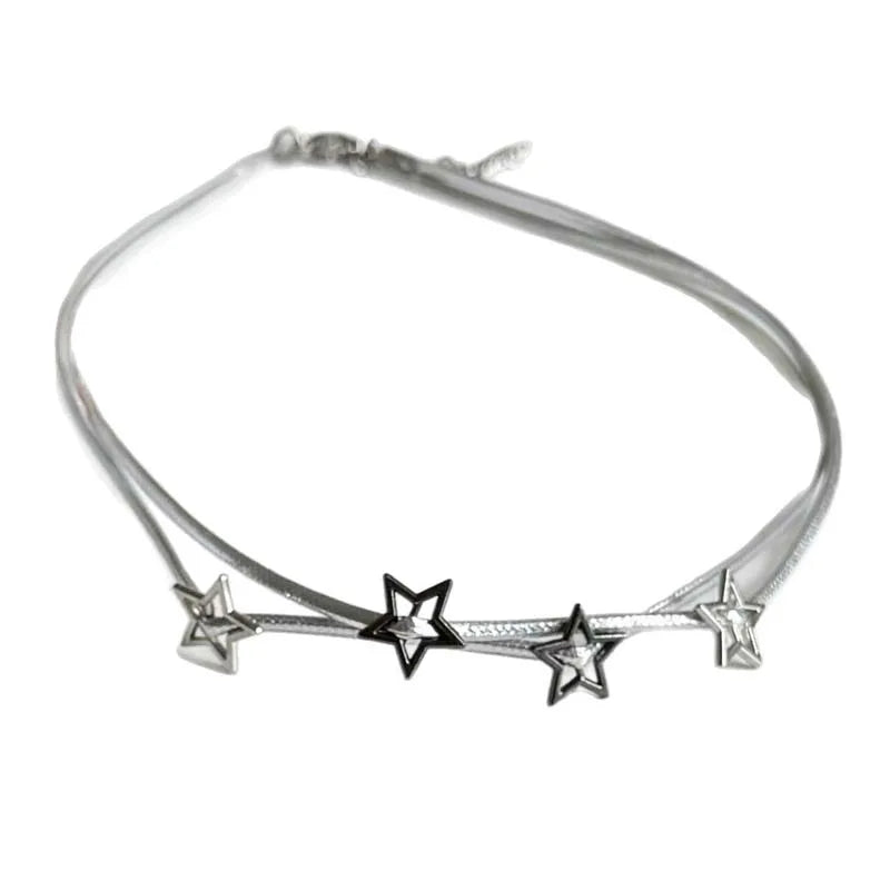 Y2K Hollow Star Double Layered Choker Necklaces for Women Punk