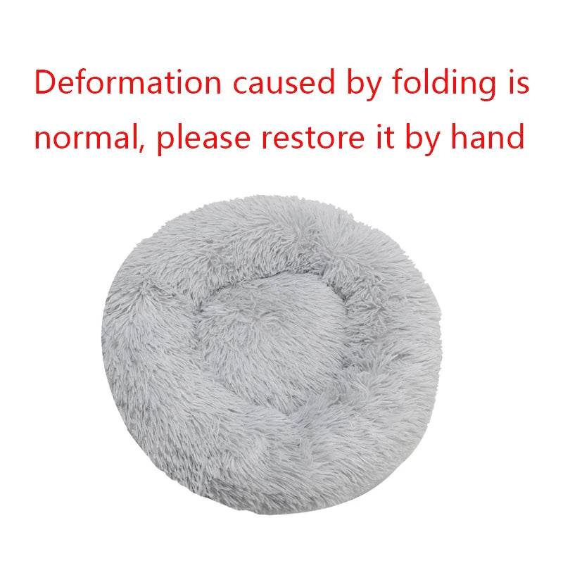 Round Dog Bed Winter Warm Cat Bed Plush Basket for Dog Washable