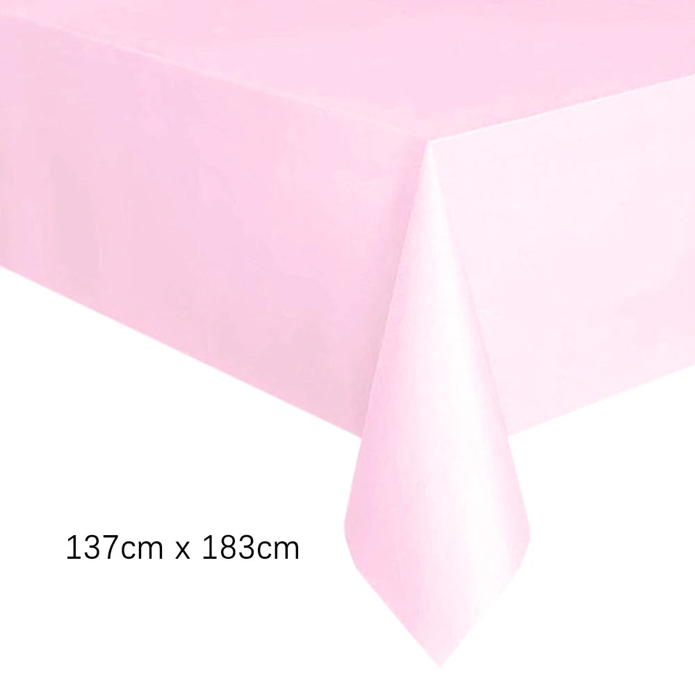 Disposable Tablecloth Pink Blue White Plastic Tablecloths for Birthday Party Christmas Table Cover Rectangular Table Tablecloths
