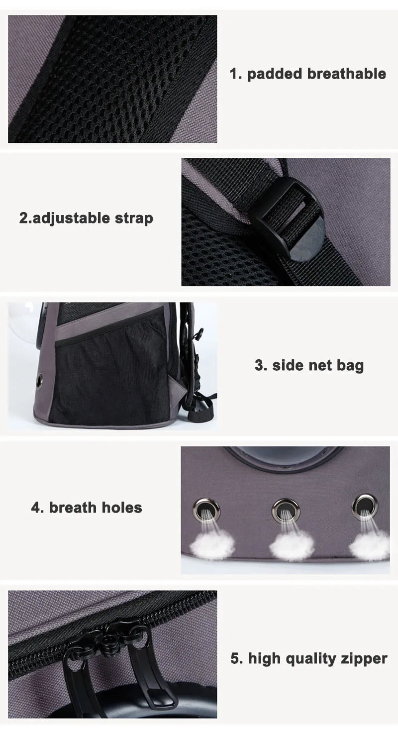 Fat Cat Backpack Carrier Denim Pet Backpack with Space Capsule Bubble for Small Medium Cats Puppy Dog Backpack for Travel Hiking
