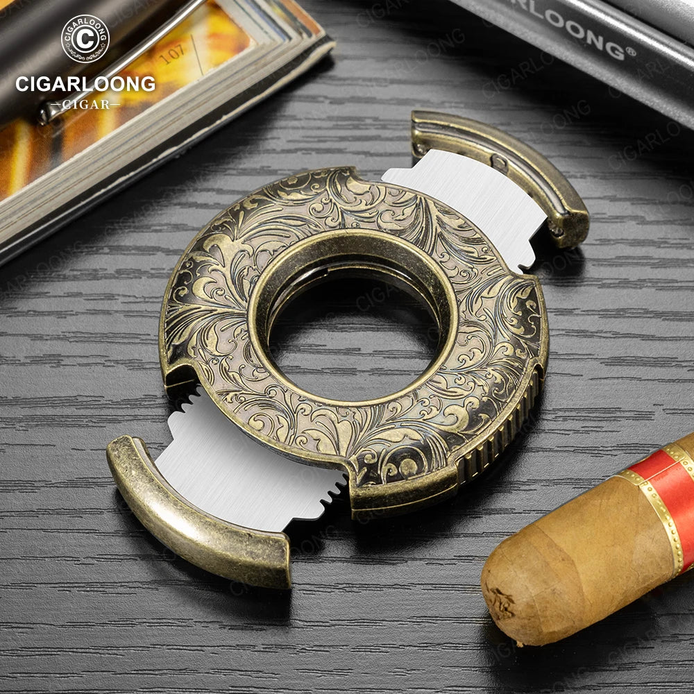 CIGARLOONG Cigar Cutter Portable Round Scissors Stainless Steel Large Caliber Smooth Flat Cutter Art Gift Box Packaging CE-25FJ