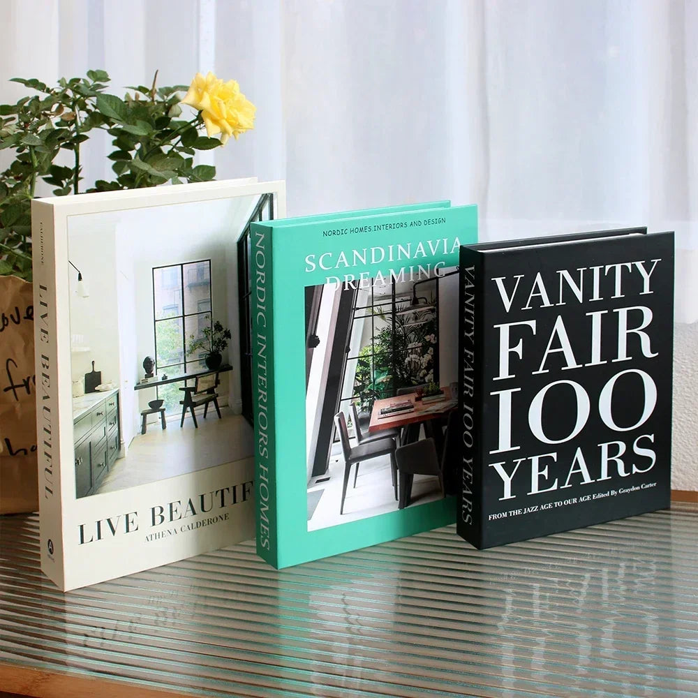 3Pcs Foldable Fashion Fake Books Living Room Decoration Designer Books Coffee Table Ornaments Club Hotel Room Villa Prop Books