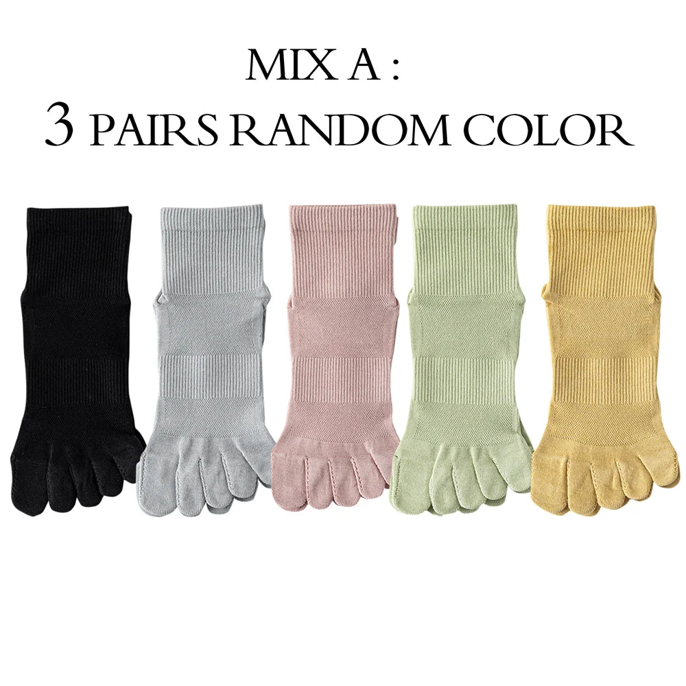 3 Pairs Women's Summer Toe Separator Socks - Pure Cotton, Antibacterial Anti-Odor, Breathable Mesh Design for Fungal Protection