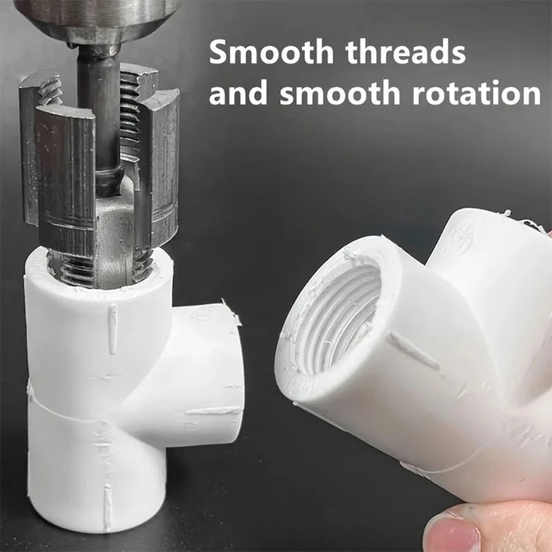 Pipe End Threading & Opening Tool - Handheld for 1/2" & 3/4" PPR/PVC, Creates Threads for Fittings & Opens Path for Wires/Cables