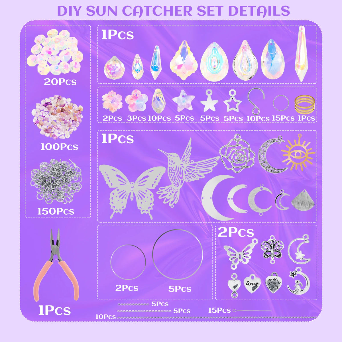 Sun Catchers Making Kits Craft for Garden Window Home Decor Crystal Suncatchers DIY Wind Chime Sun Catchers Making Kit Gifts
