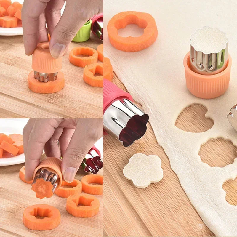 3/12Pcs Star Heart Shape Vegetables Cutter Plastic Handle Portable