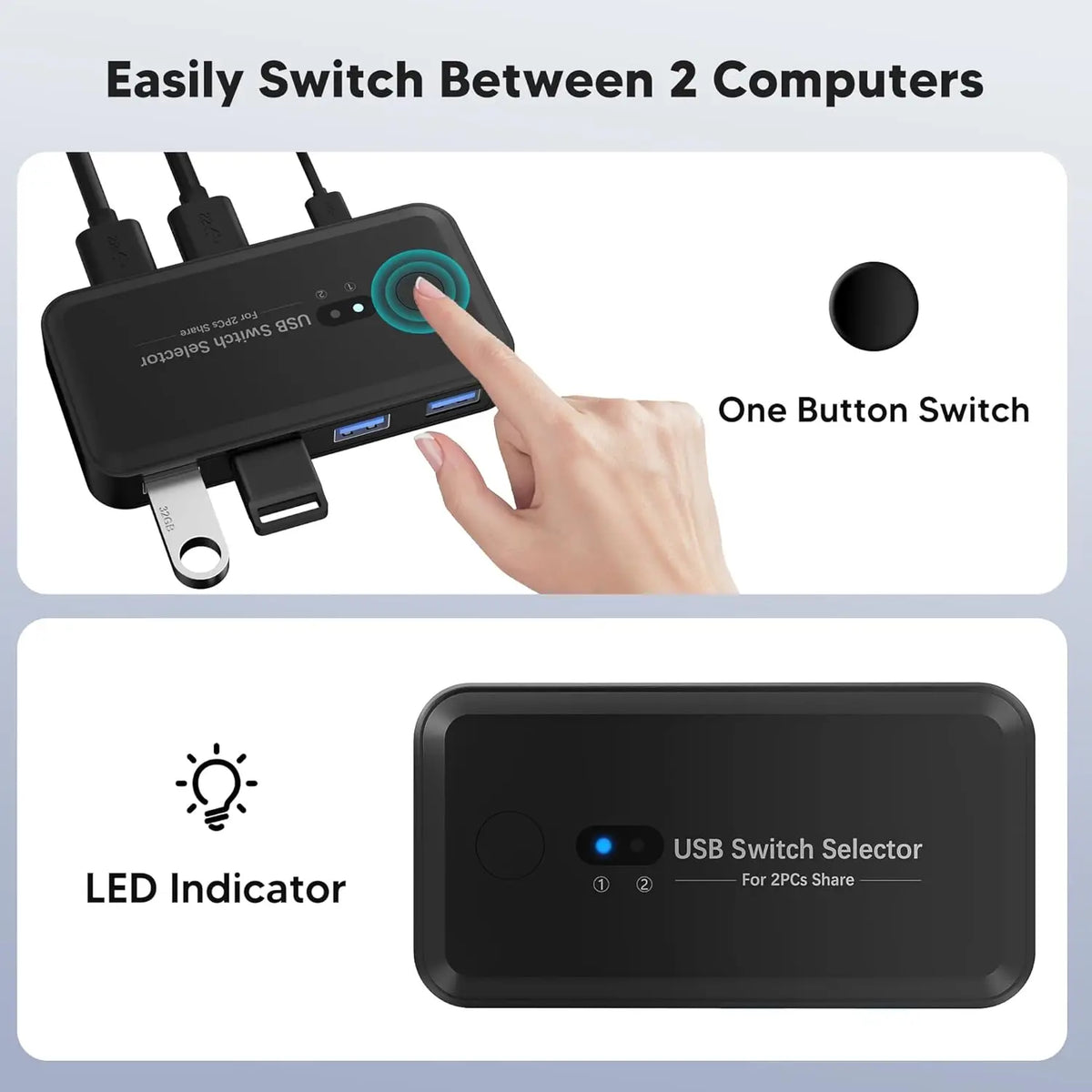 USB 2.0 3.0 Switch KVM Switcher Selector KM Hub
