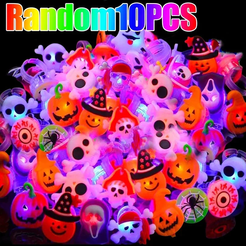 LED Luminous Halloween Toys Pumpkin Ghost Skull Glowing in Dark Fingers Toys with Light Birthday Party Decoration Props Supplies