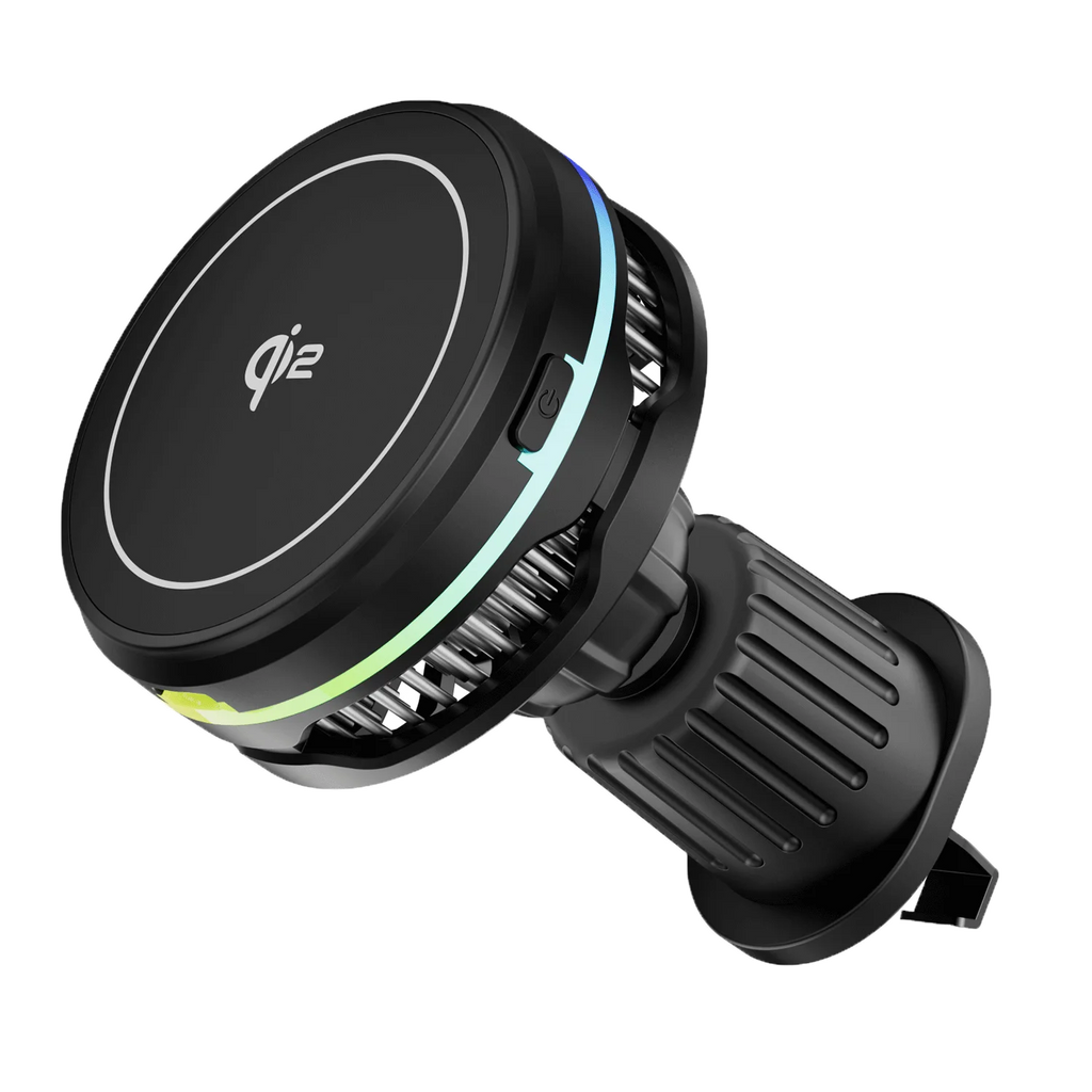 QI2 TEC Cooling RGB Magnetic Car Wireless Charger Fast Charging Radiator Air Vent Clip Holder For Magsafe iPhone 17 16 Pro Max