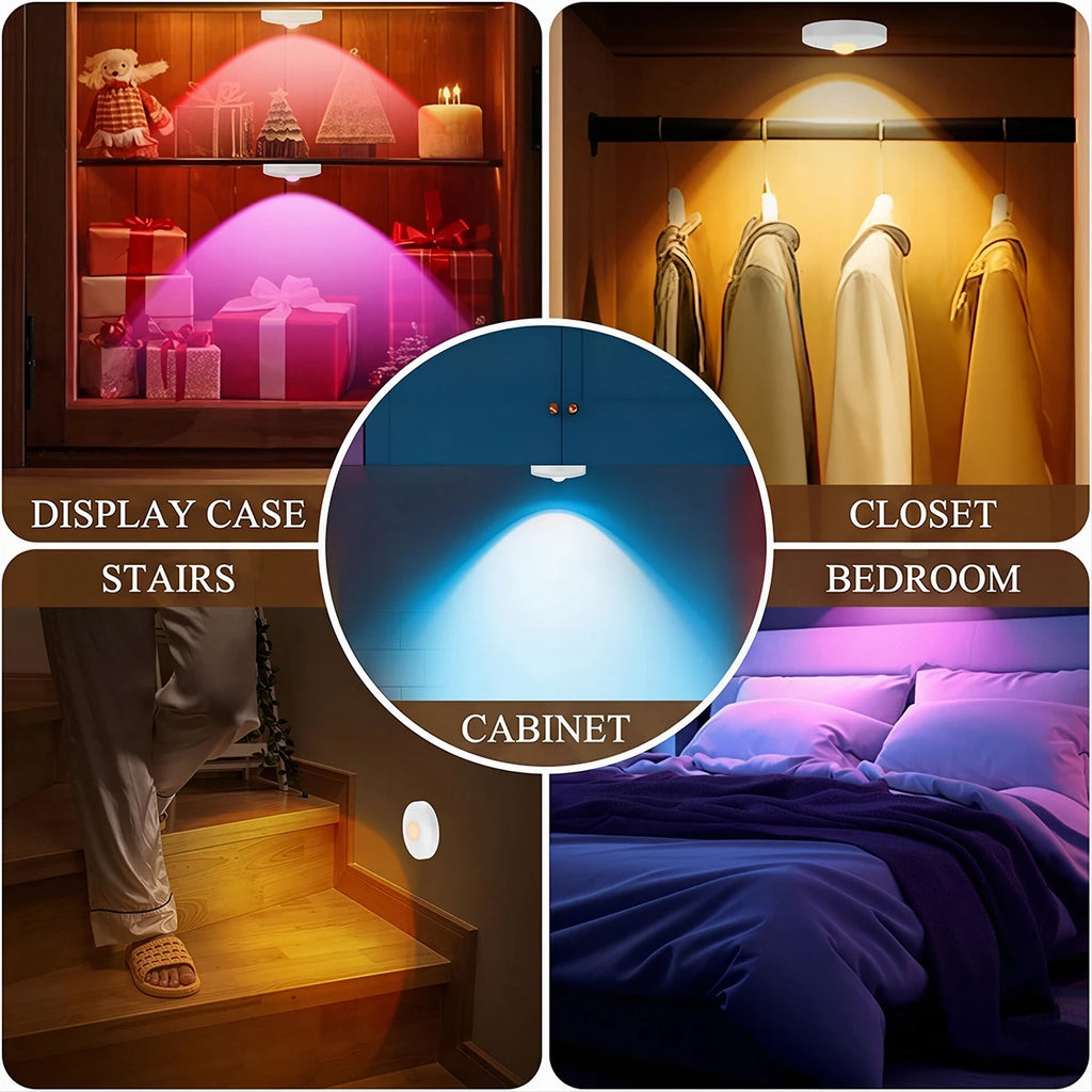 RGB LED Under Cabinet Lights with Remote Control USB Rechargeable Wireless Dimmable Night Lamp LED Light for Home Wardrobe Light