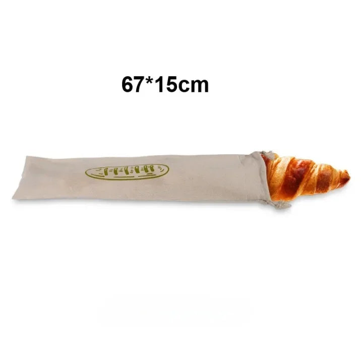 Reusable Linen French Loaf Bread Bags Portable Drawstring Bag for Homemade Kitchen Artisan Bread Fresh Friendly Keeping Storage