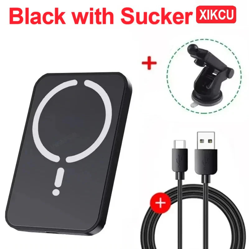XIKCU 15W Magnetic Car Wireless Charger Sucker Car Fast Charging For Magsafe iPhone 16-12 Pro Max Air Vent Phone Holder Stand