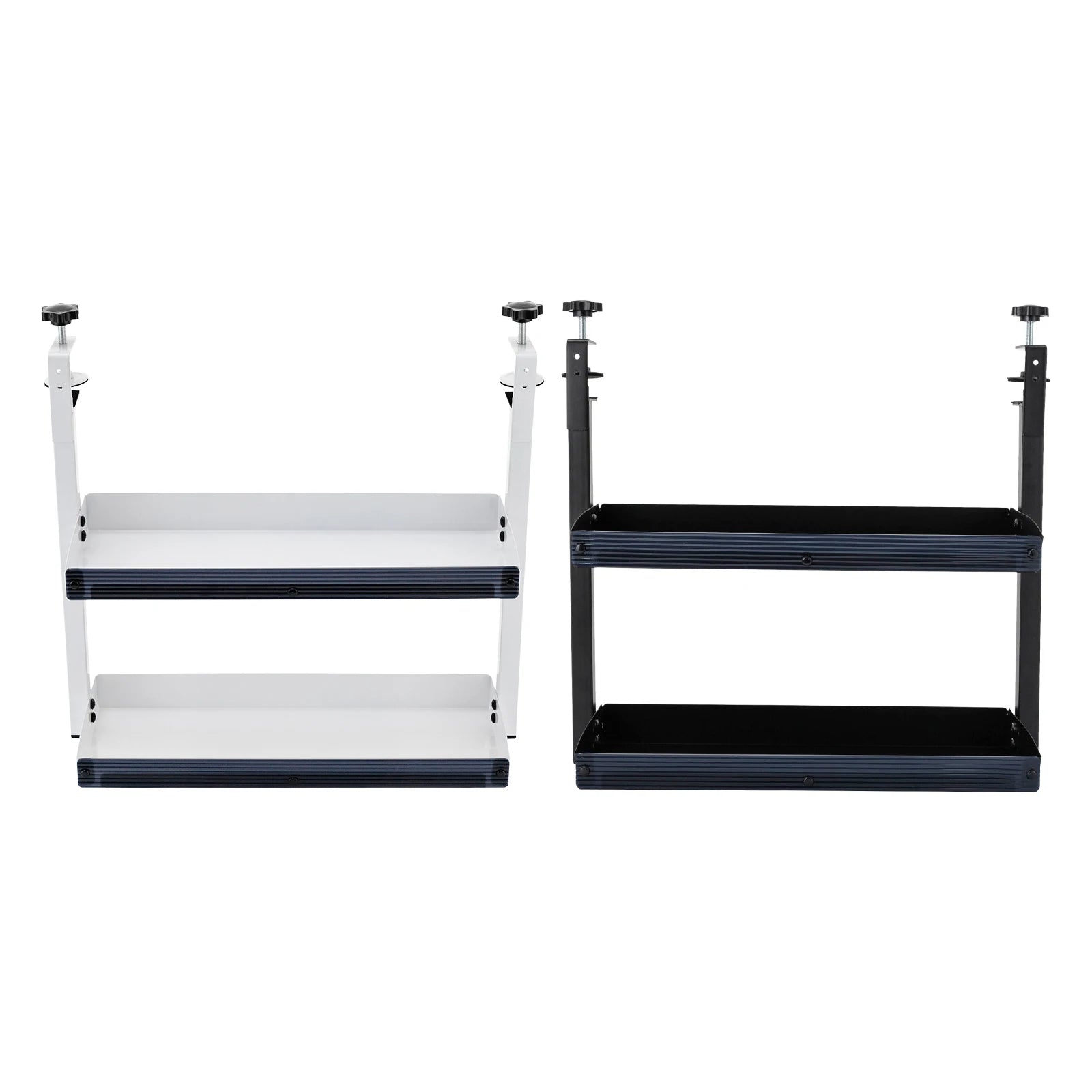Adjustable 2-Tier Desk Shelf Clamp-On Storage Tray for Displaying Photos Decorations Clip-On Desk Organizer Shelf
