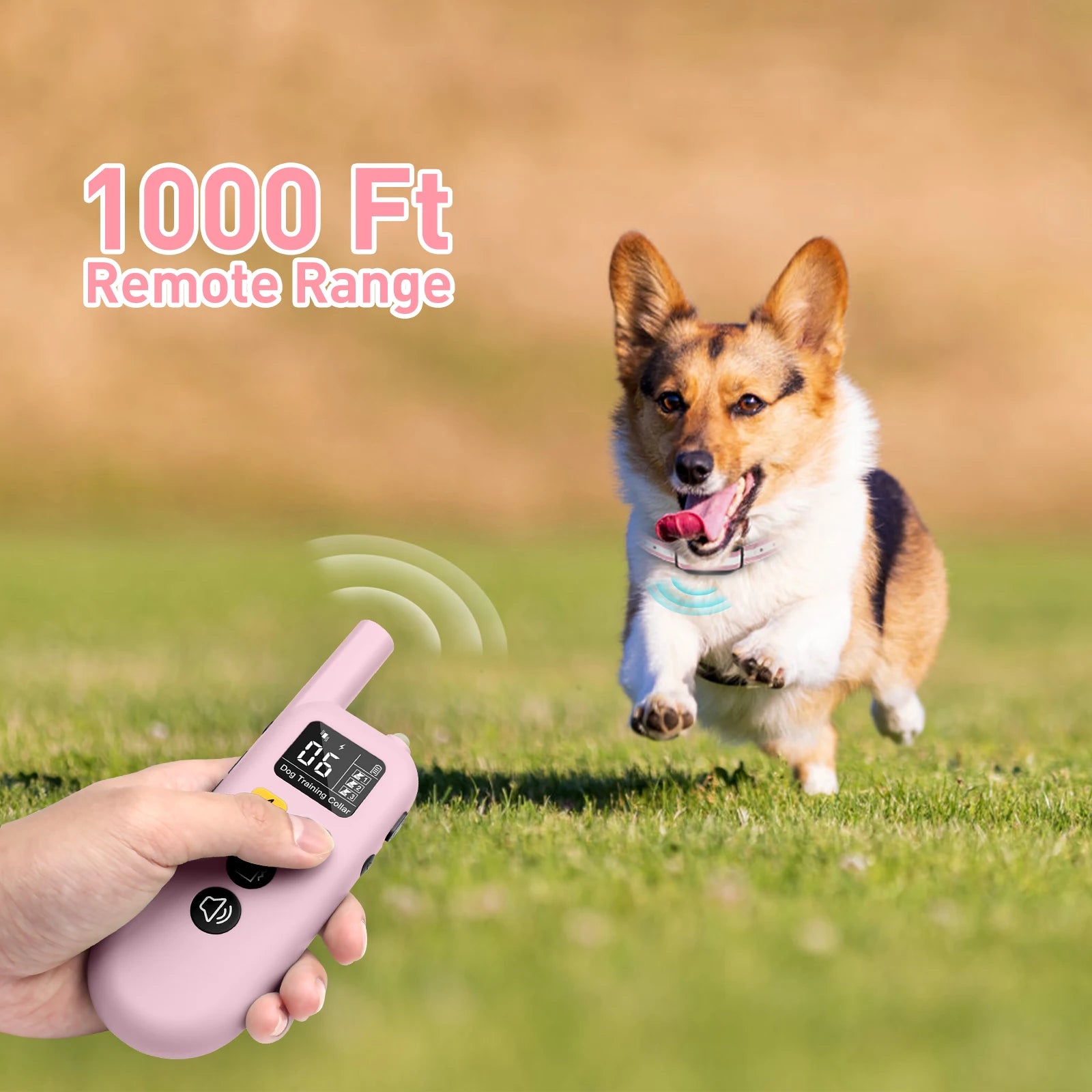 1000M Remote Dog Training Collar Rechargeable Dog Shock Collar With 3 Modes Electric Dog Collar for Small Medium Large Dogs Pink