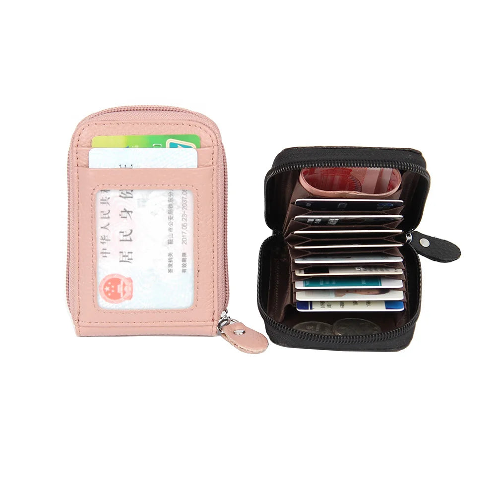 RFID Blocking Leather Wallet for Men Women, 12 Card Slot Accordion ID Driver License Holder, Thin Minimalist Credit Card Organiz
