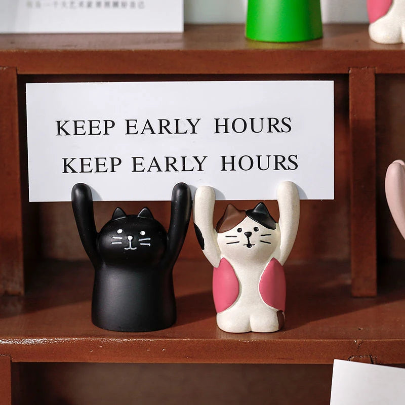Cute Cartoon Memo Clips Kawaii Card Holder Message Note Photocards Holder Stand Desk Organizer Korean Stationery Office Supplies