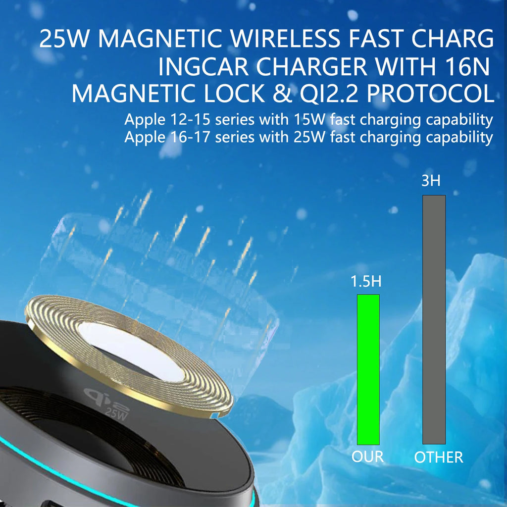 2025 Qi2.2 25w semiconductor-cooled mobile phone radiator, portable magnetic wireless charger with RGB lights.