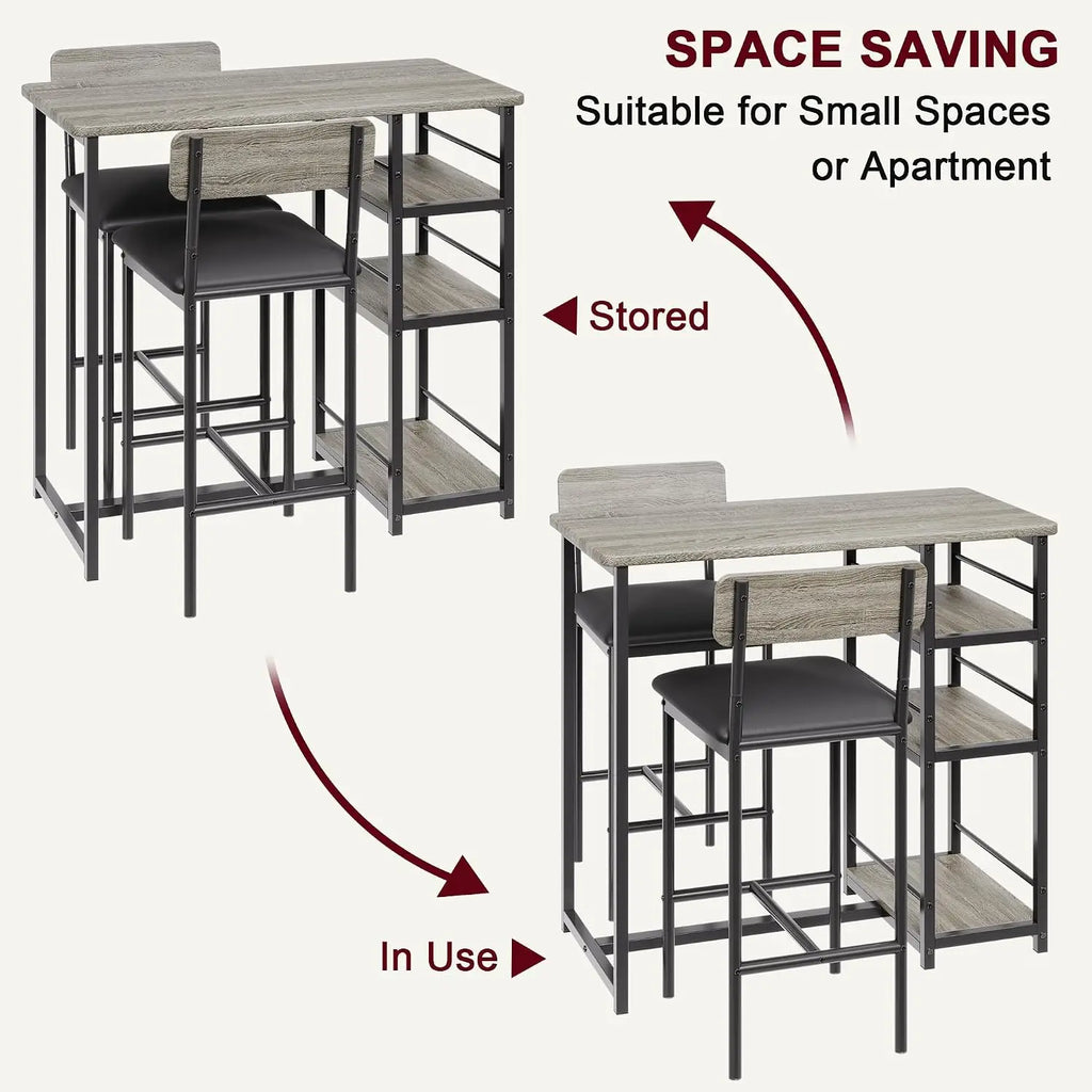 Garvee Folding Dining Table Set Kitchen Table w/Storage Shelves