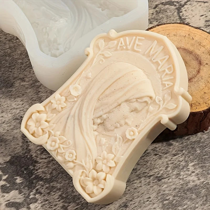Virgin Mary Stone Tablet Silicone Candle Mold 3D Virgin Statue Resin Gypsum Making Tool DIY Handmade Soap Kit Home Decoration Gi