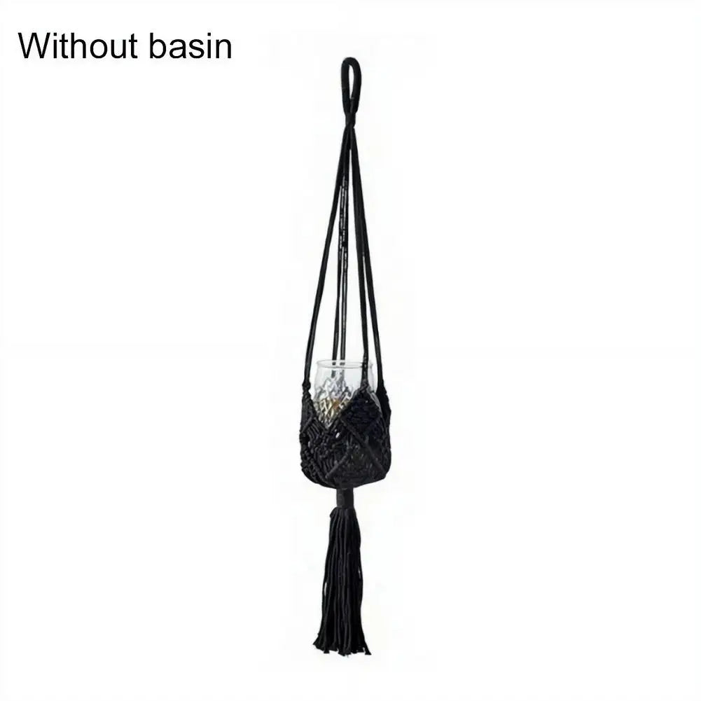 Macrame Plant Hanger Handmade Cotton Rope Hanging Basket Boho Style Planter Holder for Indoor & Outdoor Home Decor