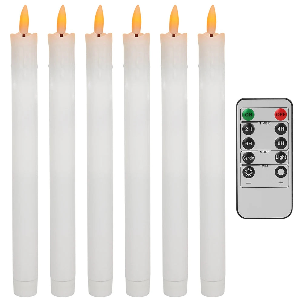 LED Flameless Taper Candles 6.5/11" Battery Operated Fake Flickering Candlesticks Electric Long Candles for Wedding Home Decor